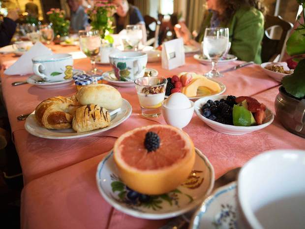 Healthy and lighter options, such as fresh fruit and gluten-free items, are available for breakfast on Ludwigâs Terrace at the Sonnenalp.
